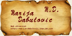 Marija Dabulović vizit kartica